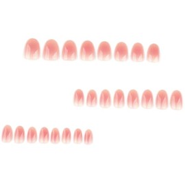 24 uñas postizas ovaladas cortas a presión - Uñas postizas nude con degradado, uñas postizas brillantes y cobertura total. Consejos para mujeres.