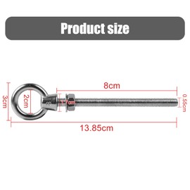 LALAGO Pack of 12 Eye Bolts | Eye Bolt M8 x 80 mm | Eye Bolt M8 | Eye Bolt 304 Stainless Steel | Screw Hook Eye Screws M8