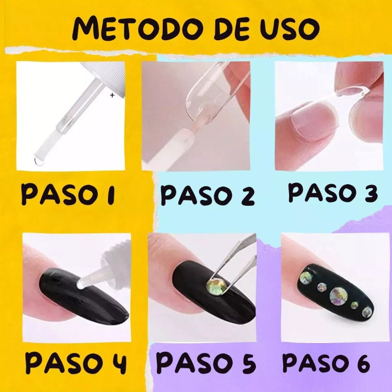 Mafab 3pzs Pegamento Tips Uñas Postizas Uñas Press On Transparente