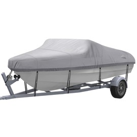 NEXCOVER Trailerable Boat Cover, Length: 20’-23’ Beam Width: up to 100”, Waterproof Heavy Duty Cover, Fits V-Hull, TRI-Hull, Runabout, Pro-Style, Bass Boat, Storage Bag & Tightening Straps Included.