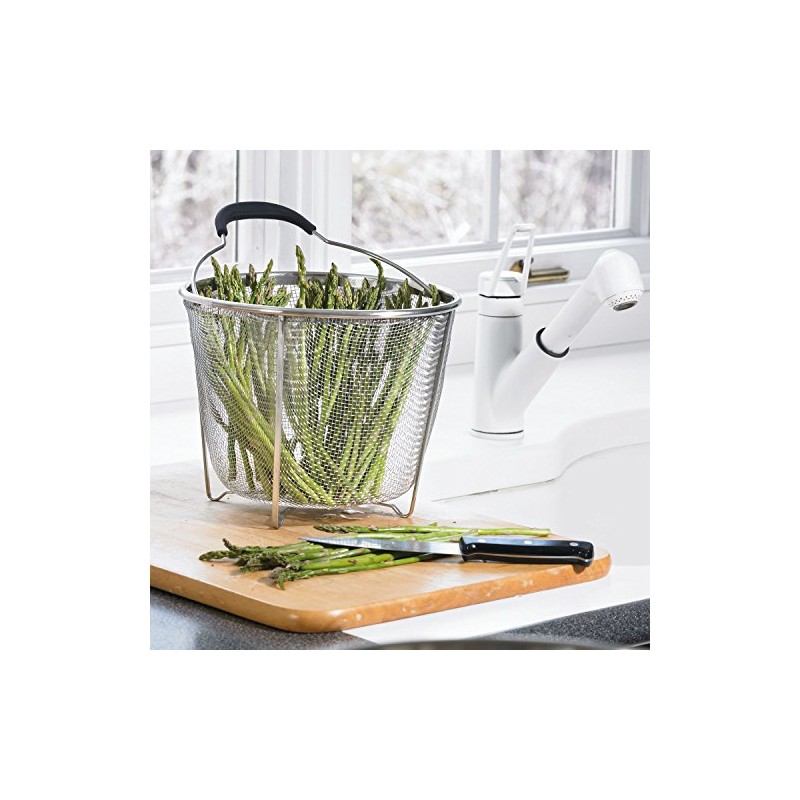 Polder 8 inch Strainer and Steamer Insert Basket, Stainless Steel,