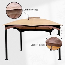 Gazebo Canopy Top Replacement 10x12 Canopy Cover 2 Tier Brown，Replacement Top