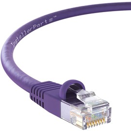 InstallerParts Cable Ethernet CAT5E Cable UTP con arranque de 8 pies, color morado, serie profesional, cable de red de 1 gigabit/sec, 350 MHZ