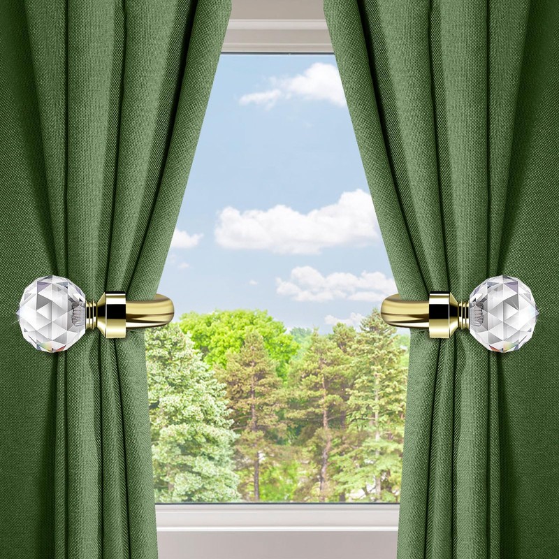 HIKMLK Crystal Curtain Holdbacks 2pcs, Metal Curtain Tieback Pull Back