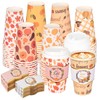 72 Set Fall Disposable Coffee Cups with Lids and Sleeves