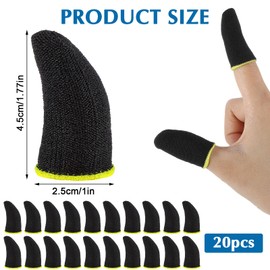 20 PCS Finger Sleeves for Gaming, Carbon Thumb Sleeves Mobile Gaming, Black Gaming Finger Sleeves, Sweatproof Breathable Gamer Finger Sleeve for Mobile Phone Tablet Gaming Stabilizer