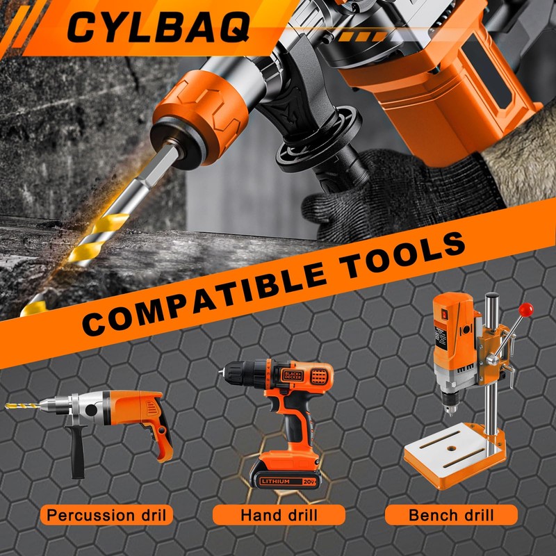 CYLBAQ Carbide Tips Drill Bit Set Hex Shank, 6PCS 160mm