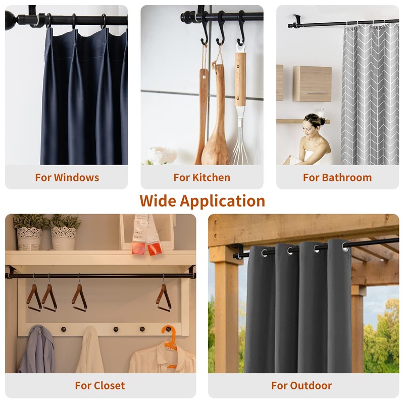 8 Pack Ceiling Curtain Rod Brackets, Aluminum Black Curtain Rod