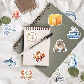 Sea Animals Stickers Marine Animal Sticker Set 50 Pieces Cute Decoration for Car Laptop Skateboard Bicycle Moped Motorcycle Bicycle Computer Suitable for Adults Children