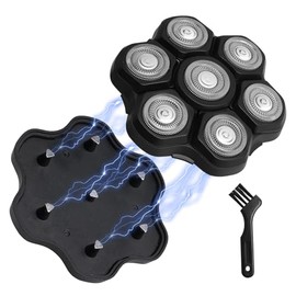 Glatzen Rasierer Ersatzklingen, 7D Kopfrasierer für Glatzen Rasierer Herren, Magnetische Schwimmender Ersatzkopf für Glatzenrasierer, Universal 7 Kopf Wasserdicht Rasierkopf Nass und Trocken
