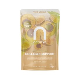 Naturya Vegan Superfood Collagen Support Vivid Vanilla 140 g – Plant-Powered Collagen-Builder with Vitamin C, Hyaluronic Acid & Resveratrol for Skin Hair Nails Joints