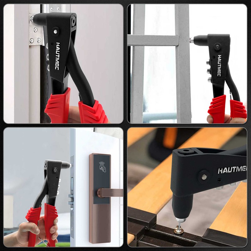 HAUTMEC Heavy Duty Rivet Gun,Pop Rivet Gun with 4 Interchangeable