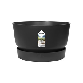elho Greenville Bowl 33 - Flower Pot for Outdoor Use - 100% Recycled Plastic - Diameter 32.5 x Height 19.4 cm - Black/Living Black
