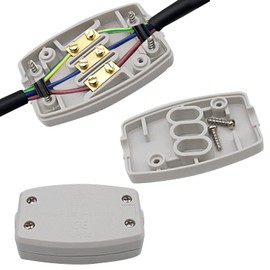 2 PCS 3 Terminal Electrical Junction Box Flex Connector Grey 250v 13Amp Cable Joiner Box Flex Erminal in-line Connector Connect for Outdoor Lighting Connector Electrical Power and Automotive Wiring…