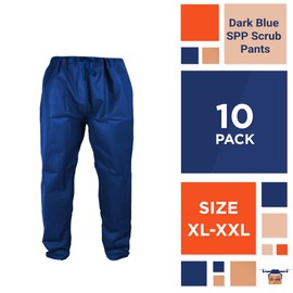 EZGOODZ Disposable Scrub Pants for Men, XL. 10 Pack SPP Disposable Pants Medical with Drawstring Tie Waist, 2 Pockets. Breathable Disposable Scrubs for Women. Non-Sterile Disposable Painter Pants Men
