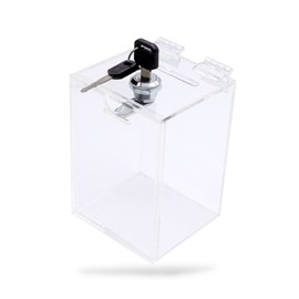 Regipro b Acrylic Money Box with Key Compact, Lightweight, Clear Color, Supports 500 Yen Coins, Donation Box, Questionnaire Box