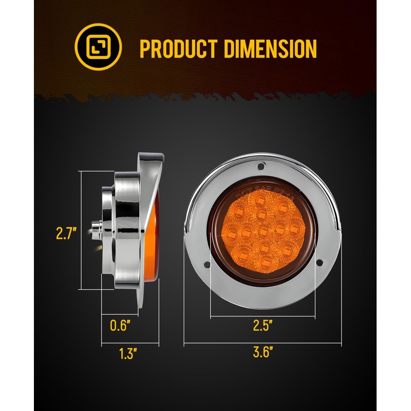 Partsam 10Pcs Amber 13LED Strobe Marker Lights, Round Clearance Light