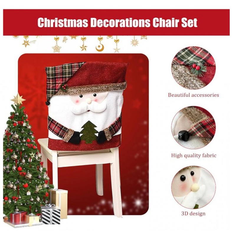 Xmas Dinner Chair Back Covers Easy To Install Soft Anti