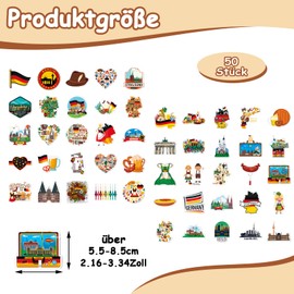 Pack of 50 Germany Stickers, Germany Travel Stickers, Funny Outdoor Travel Landscape Stickers, German Symbols Stickers for Skateboard, Scrapbook, Laptop, Car, Suitcase, Luggage, Phone, Guitar