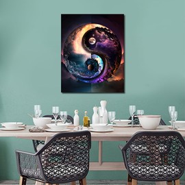 TISHIRON Paint by Numbers for Adults Beginners, Natural Painting by Numbers Kits DIY Acrylic Painting for Adults Children Painting by Numbers Yin Yang Symbol Abstract Crafts, 16 x 20 Inches