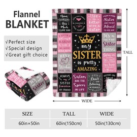 JOSOSO Sister Birthday Gifts Blanket 50”X60”, Big Sister Gifts from Sister, Sister in Law Birthday Gift, Big Sister Gift for Little Girls,Best Soul Sister Present Throw