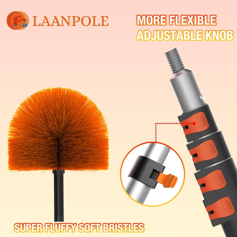 LAANPOLE 30FT (36FT Reach) Cobweb Duster with Extension Pole, Spider