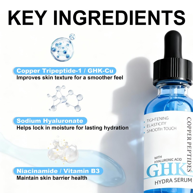 GHK-Cu Peptide Serum, Anti-Aging Face Serum with Copper Peptide and