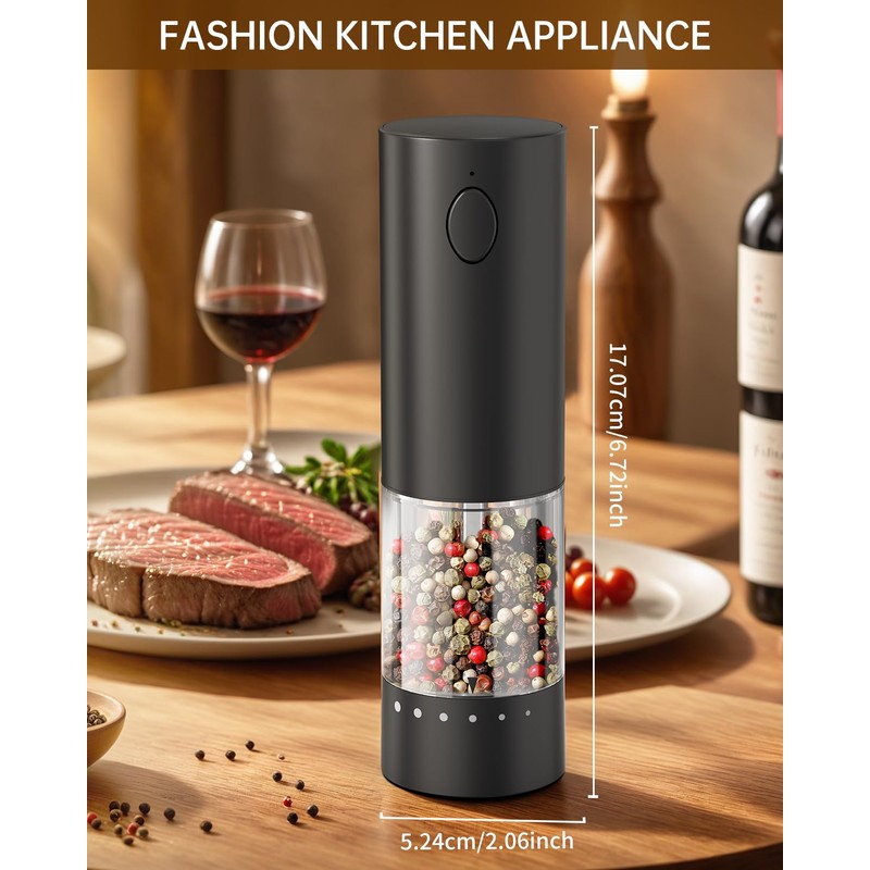 CIRCLE JOY Rechargeable Electric Pepper Grinder, Salt Grinder Pepper Mill