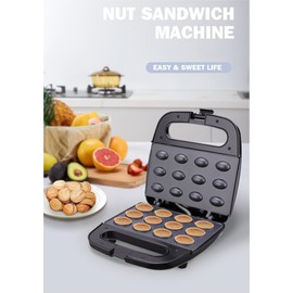 12 Walnut Cookie Maker, Non Stick Double Sided Walnut Cookie, Electric Maker Mold Maker Mini Nut Waffle Bread Machine Sandwich Iron,Toaster Baking