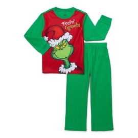 The Grinch Who Stole Christmas Girls Long Sleeve Top and Pants Pajama Set, 2-Piece, Sizes 4-12 (US, Numeric, 8, Regular, Green/Red)