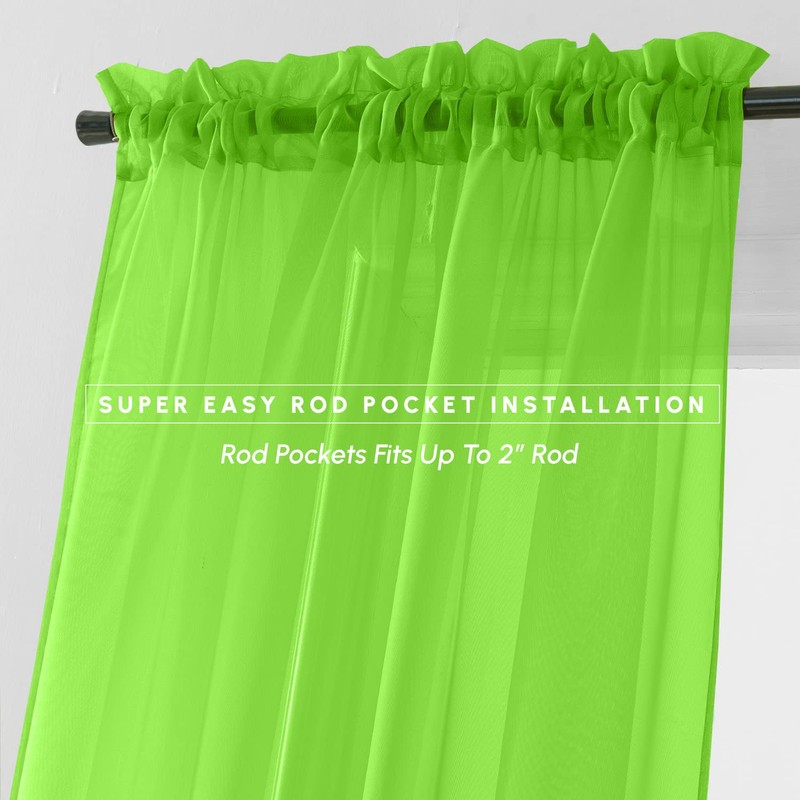 Elegant Comfort 2-Piece Sheer Panel with 2inch Rod Pocket -