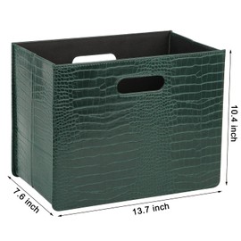 HofferRuffer Magazine Basket Holder, Foldable Magazine Rack, Document File Holder Organizer, File Folder, Newspaper Storage Bin Organizer for Home or Office (Green)