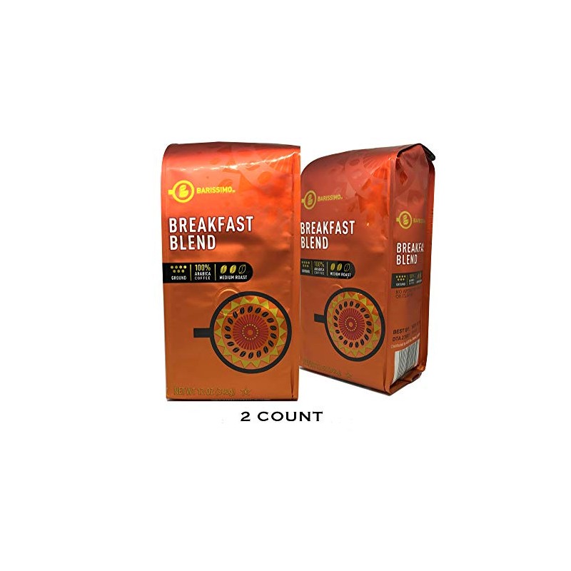 BARISSIMO Breakfast Blend 100% ARABICA Ground Coffee 2-12oz Pack /