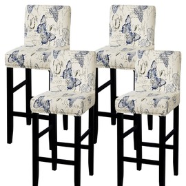 SearchI Bar Stool Covers Set of 4, Stretch Washable Barstool Seat Covers, Counter Height Chair Covers for Kitchen Dining Room Cafe (Flowers Butterfly)