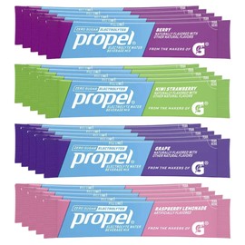 Propel Powder Packets, 4 Flavor Variety Pack With Electrolytes, Vitamins and No Sugar - (By Gsuila) (20 - Pack)