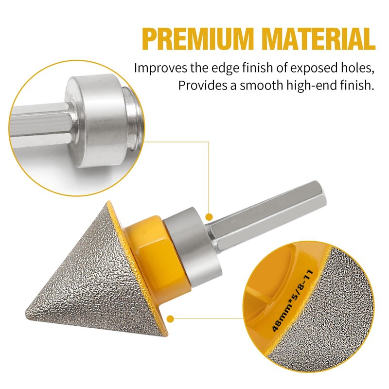 CADUFUELLY Diamond Beveling Chamfer Bits Diamond Countersink Drill Bits for
