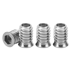 Drenky Flanged Hex Socket Nut M6x15mm - 40Pcs Zinc Plated Carbon Steel Silver Threaded Inserts for Wood Furniture, Insert Nut with Hex Drive Head (Durable Wood Fastening Solution)