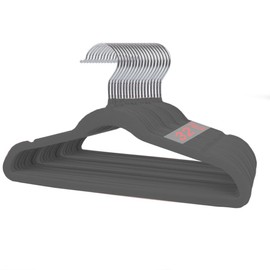 Stormix Kids Hangers 32 Pack, Non-Slip Velvet Hangers with Shoulder Notches for Closet - Gray