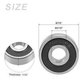 METALLIXITY Deep Groove Ball Bearings (1603-2RS, 5/16" x 7/8" x 11/32") 2Pcs, Chromium Steel Double Sealed Industrial Bearings - for Industrial Micro Motor