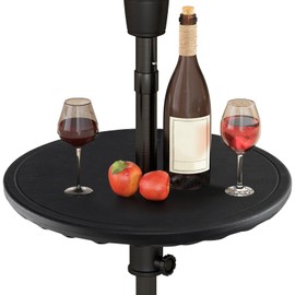 HAPPYGRILL 20” Outdoor Patio Umbrella Table, Adjustable Umbrella Table Tray w/ 1.5” Umbrella Hole, All-Weather Round Table Tray for Poolside, Backyard, Patio & Beach, Easy Installation