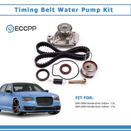 ECCPP Compatible for Timing Belt Kit including Timing Belt water pump with gasket tensioner bearing 2001 2002 2003 2004 2005 Honda Civic