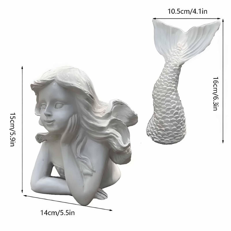 Generic BGBWBFBR Handmade Mermaid Statue Set with Blue and White