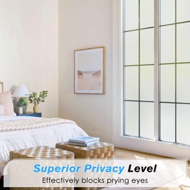 Haton Window Privacy Film Frosted Glass Window Film, Static Cling Opaque Window Covering for Bathroom, Sun Blocking Removable Window Stickers Tint for Door Home, Non-Adhesive, Pure 17.5" x 78.7"