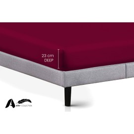 AATH COLLECTION Egyptian Cotton Fitted Sheet 23 CM Deep, 200 Thread Count Single, Double, King, Super King Fitted Bed Sheets, Soft & Fade Resistant (Super King, Burgundy)