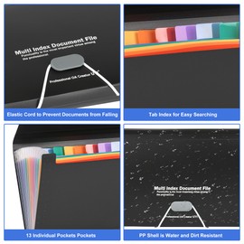 2 Pcs 13 Pockets Expanding File Folders,B6 Accordion Folders/Portable Receipt Organizer/for Receipts, Taxes, Monthly Bills, Cards, Checks, Coupons, Vouchers, Change