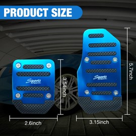 Flygun Pack-3 Car Non-Slip Pedal Pads Set, Accelerator Pedal Covers, Car Brake Pedal Protectors, Automobile Universal Replacement Accessories, for Most Cars, Trucks and Vans (Blue)