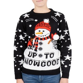 NOROZE Kids Christmas Jumpers Boys Girls Retro Elf Snowman Santa Fairisle Reindeer Novelty Sweater Children Gifts Xmas Jumper (9-10 Years, Black)