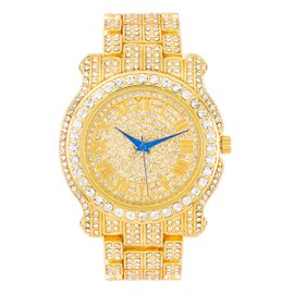 Bling-ed Out Ultimate Gold Hip Hop Royalty Mens Watch - L0504 Gold