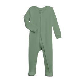 Colored Organics Baby Organic Cotton Peyton Zip Up Footed Sleeper - Thyme Green - Newborn