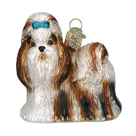 Old World Christmas 12172 Ornaments: Dog Collection Glass Blown Ornaments for Christmas Tree, Shih Tzu, Brown